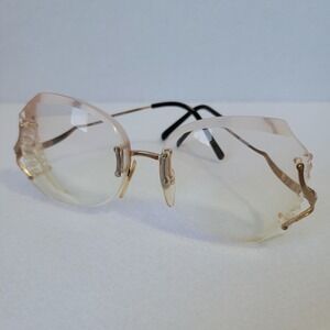 VTG Marcolin Italy Faceted Rimless Clear Glasses 80s Luxury Butterfly Beveled